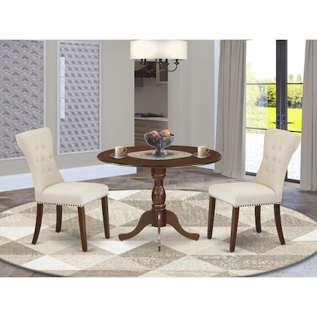 East West Furniture 3 Piece Dublin Modern Dining Table Set - Mahogany DMGA3-MAH-32